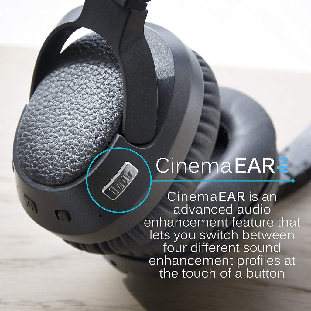 MEE audio Matrix Cinema Bluetooth Wireless Over-Ear High Resolution Stereo Headphones with aptX Low Latency for Improved Lip Sync & CinemaEAR Audio Enhancement for Clearer Sound in Movies and TV Shows