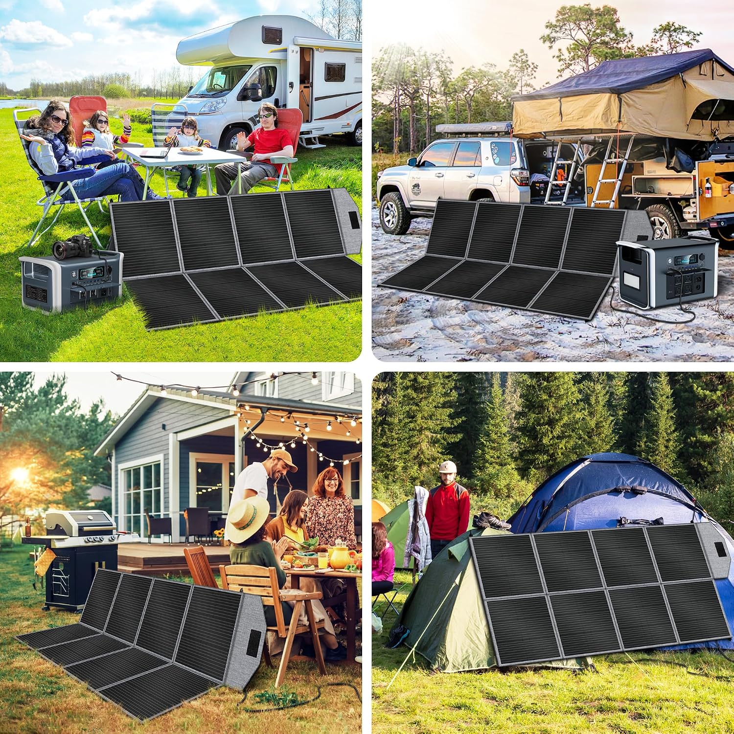 400W Portable Solar Panel, Camping Essentials Foldable Solar Panels Charger with Adjustable Kickstand IP65 Waterproof for Power Station Outdoor RV Camer Off Grid Hiking Emergency Power Backup