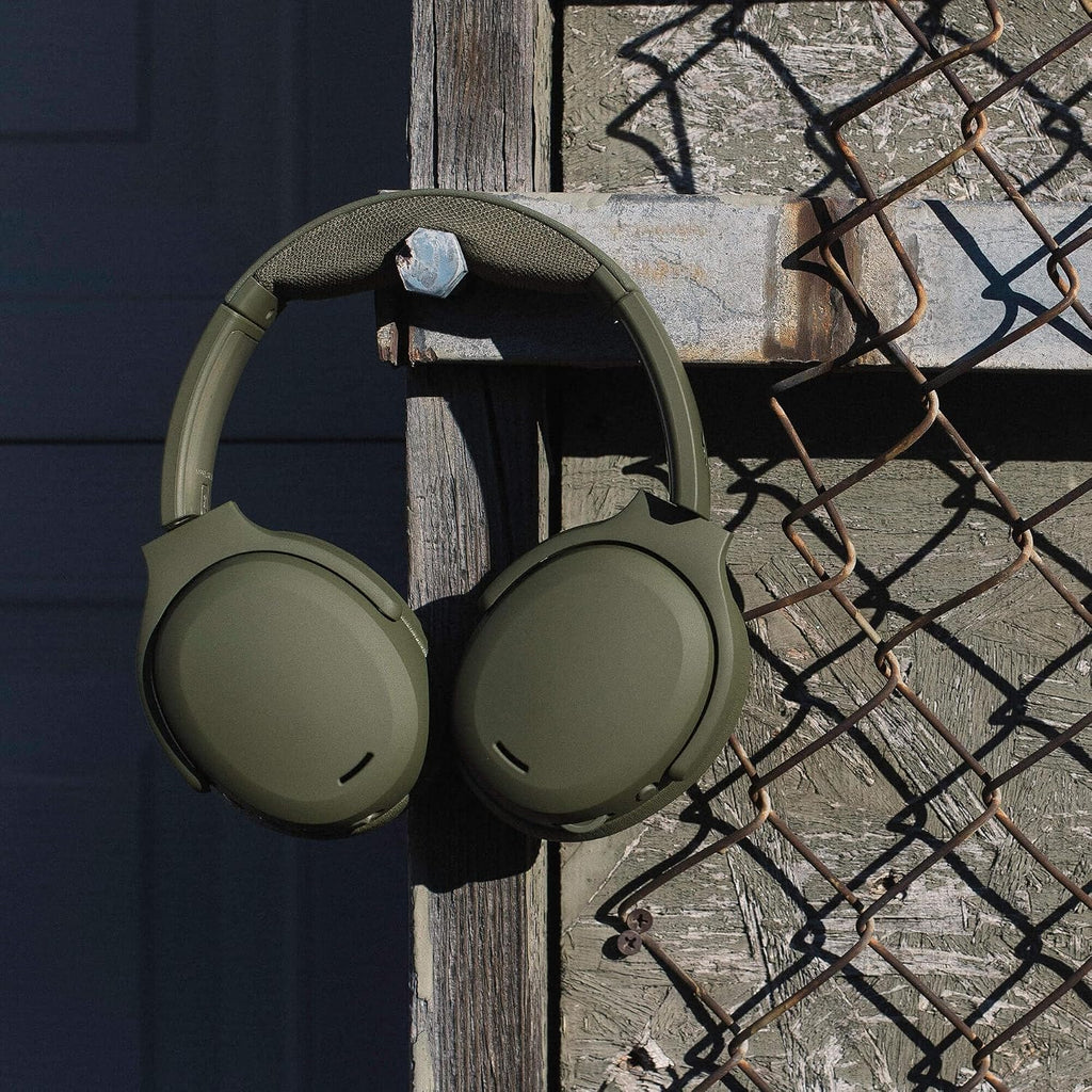 Skullcandy Crusher ANC 2 Wireless Over-Ear Bluetooth Headphones with Multi-Sensory Bass, Active Noise Cancelling, Up to 60 Hours Battery, Microphone for iPhone Android - Drab