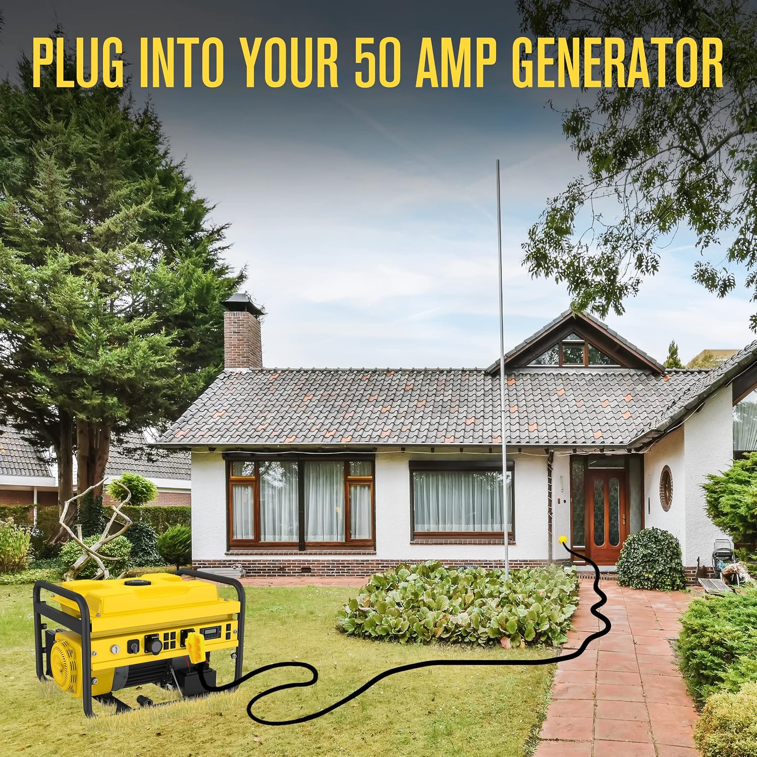 Houseables 50 Amp RV Extension Cord, 50 Amp RV Cord, Generator Cable, 50amp Power Cable, Generator Wire, 50a Shore Power, Twist Lock, Camper, 4 Prong, SS2-50R to 14-50P, STW, 125/250v, UL Listed, 30FT