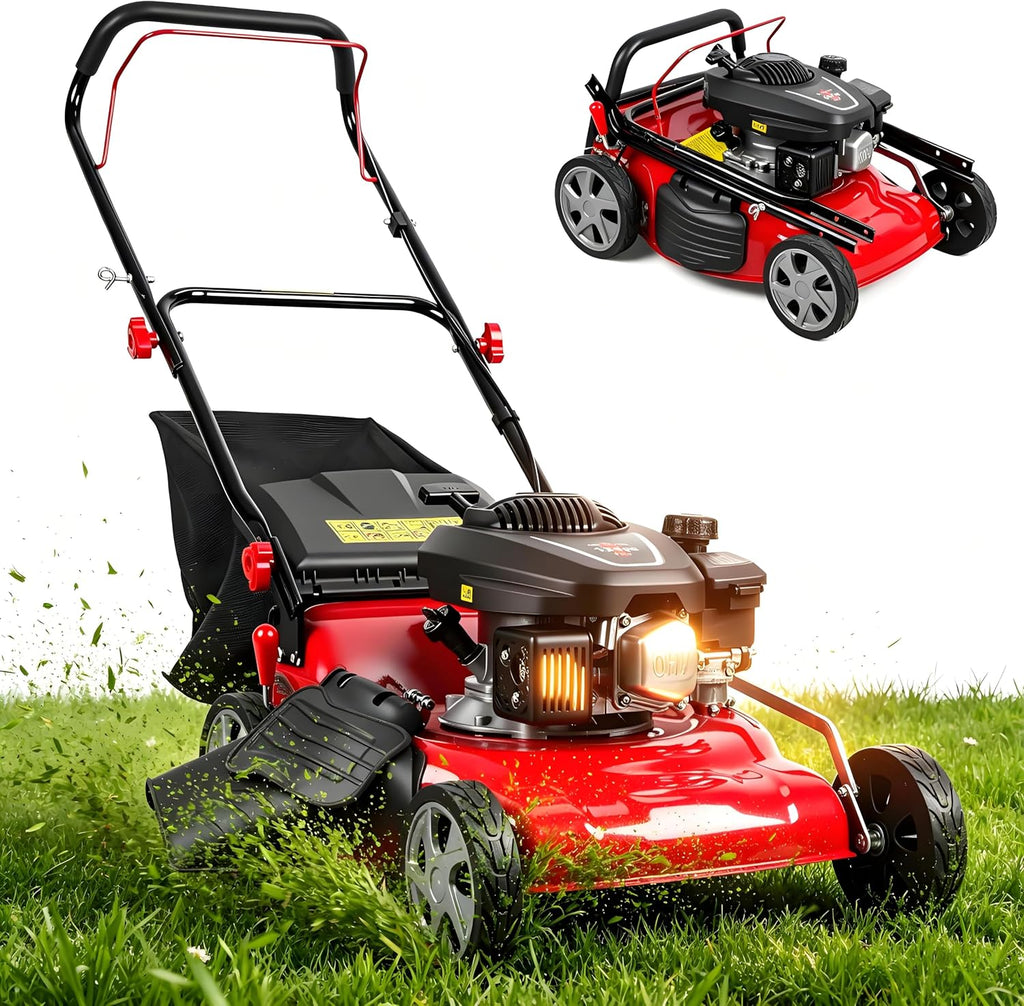 Foldable Self-Propelled Gas Lawn Mower with 131cc 4-Stroke Engine, 3-in-1(Bag/Mulch/Rear Discharge),8 Cutting Heights, Durable Steel Deck, Forced Air-Cooling System