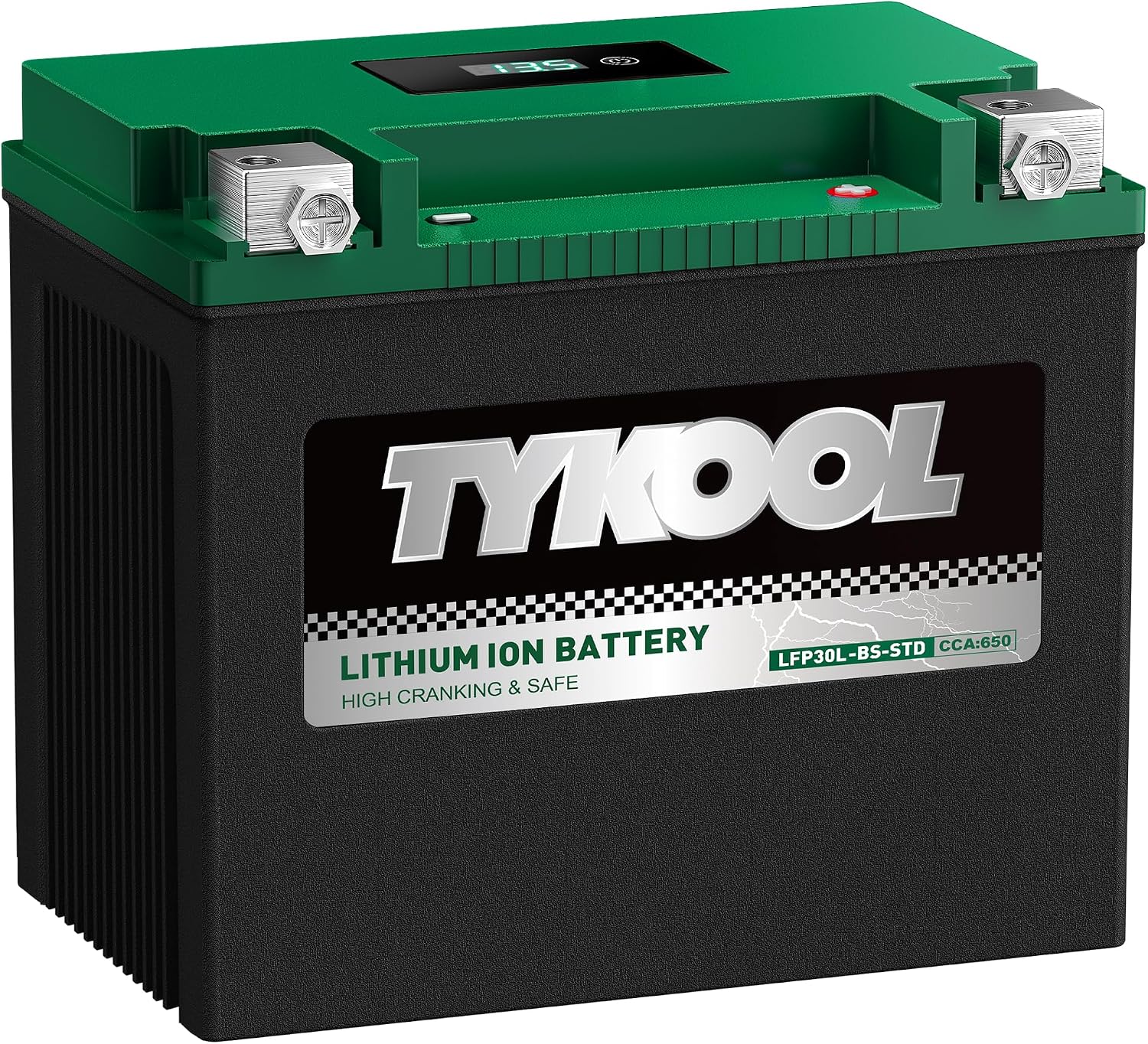 TYKOOL LFP30L-BS-STD 12V Lithium Battery, Replaces YTX30L-BS, 650CCA Fits for ATV UTV Motorcycle PWC, Compatible with Benelli 900cc Polaris Ranger 500 700 800 Sea-Doo GTX GTI, Digital Readout [- +]