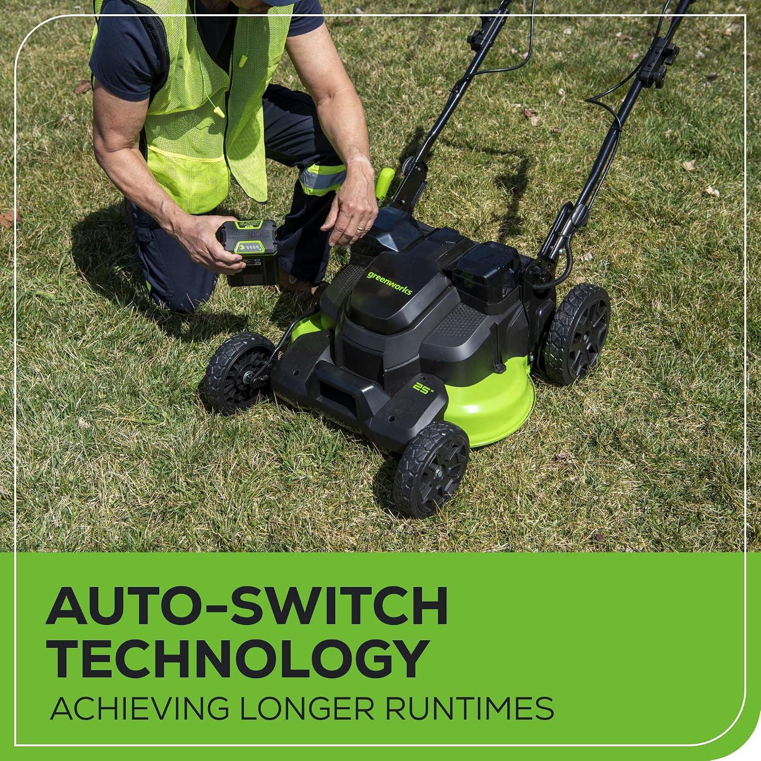 Greenworks 82V 25' Brushless (Self-Propelled) Cordless Lawn Mower, (2) 4.0Ah Batteries and Dual Port Rapid Charger (Great for Landscapers and Professionals)