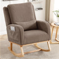 HCHAIRH Rocking Chair Nursery, Teddy Nursing Rocking Chairs, Upholstered Nursery Glider Rocker Wingback Morden Rocking Chair with Lumbar Pillow for Mom Nursery, Living Room, Bedroom, Coffee