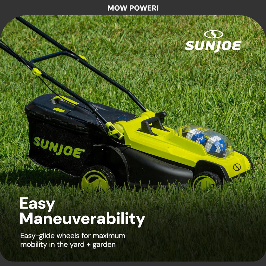 Sun Joe Cordless Electric Push Lawn Mower with 6-Position Height Adjustment, 11-Gal Bag, 17-Inch Cutting Width - Heavy-Duty Yard Trimmer for Gardening Care and Maintenance, 24V-X2-17LM