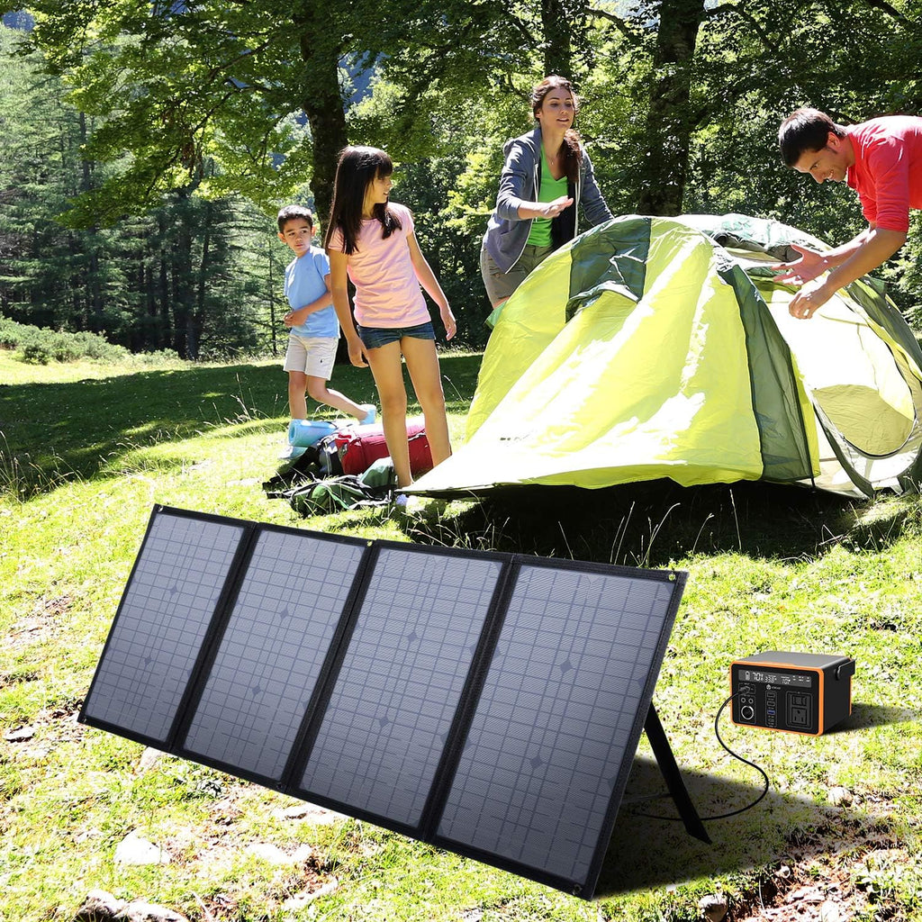 iClever 100W Foldable Solar Panel Charger for Jackery/EF ECOFLOW/ROCKPALS Portable Power Station Generator, Quick Charge 3.0, 45W Type-C Power Delivery for Outdoor Camping Phone Hiking Emergency