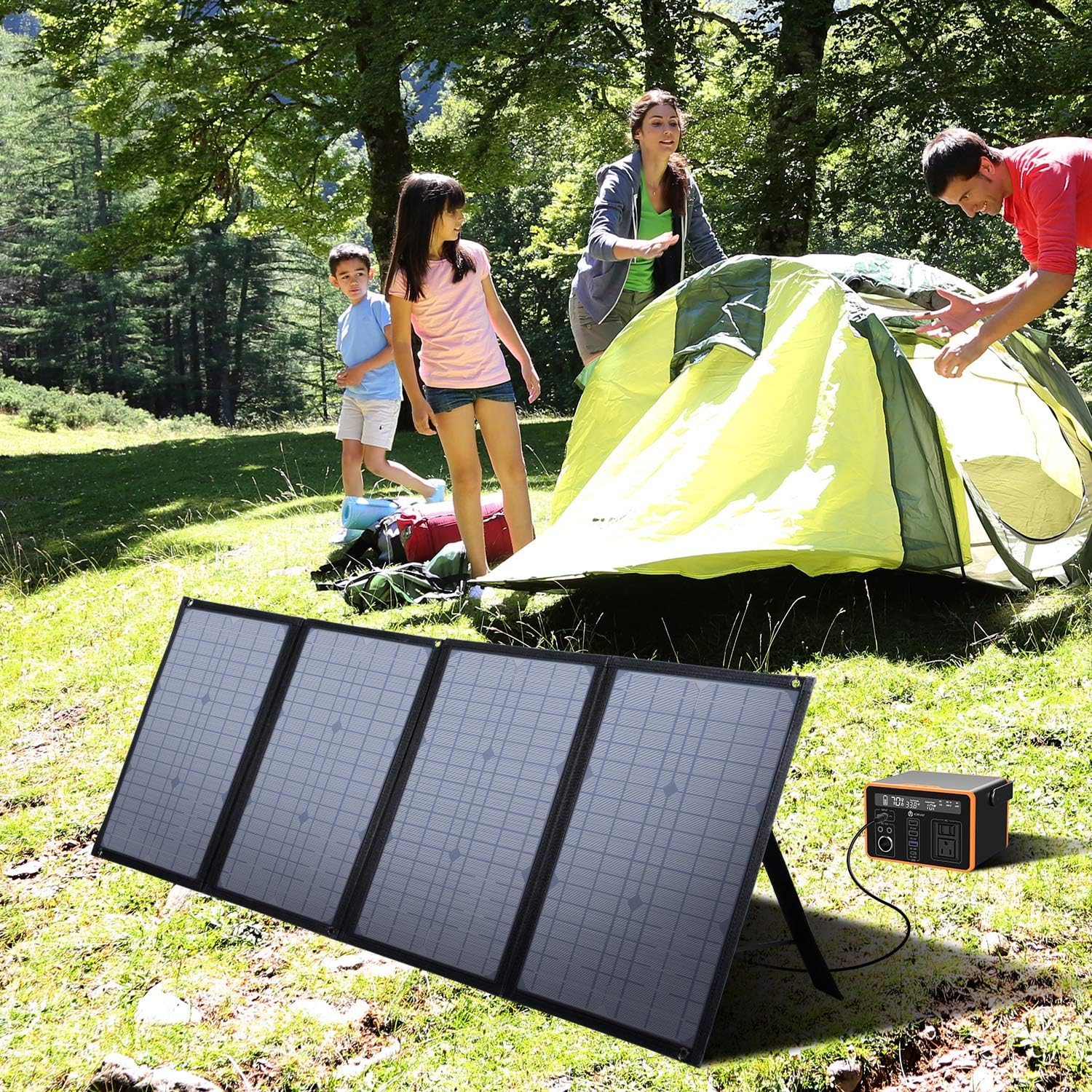 iClever 100W Foldable Solar Panel Charger for Jackery/EF ECOFLOW/ROCKPALS Portable Power Station Generator, Quick Charge 3.0, 45W Type-C Power Delivery for Outdoor Camping Phone Hiking Emergency