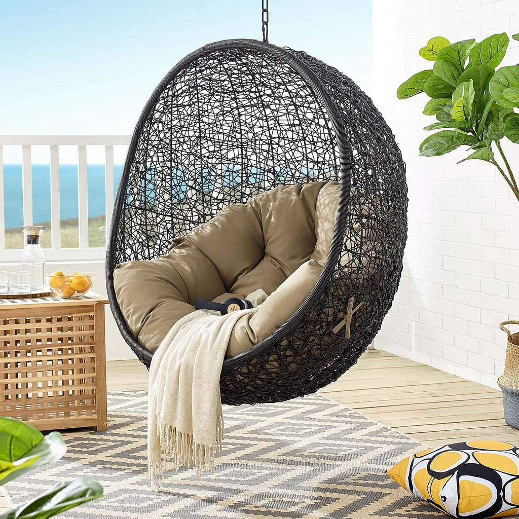 Modway EEI-3636-BLK-MOC Encase Swing Outdoor Patio Lounge Chair Without Stand, Black Mocha