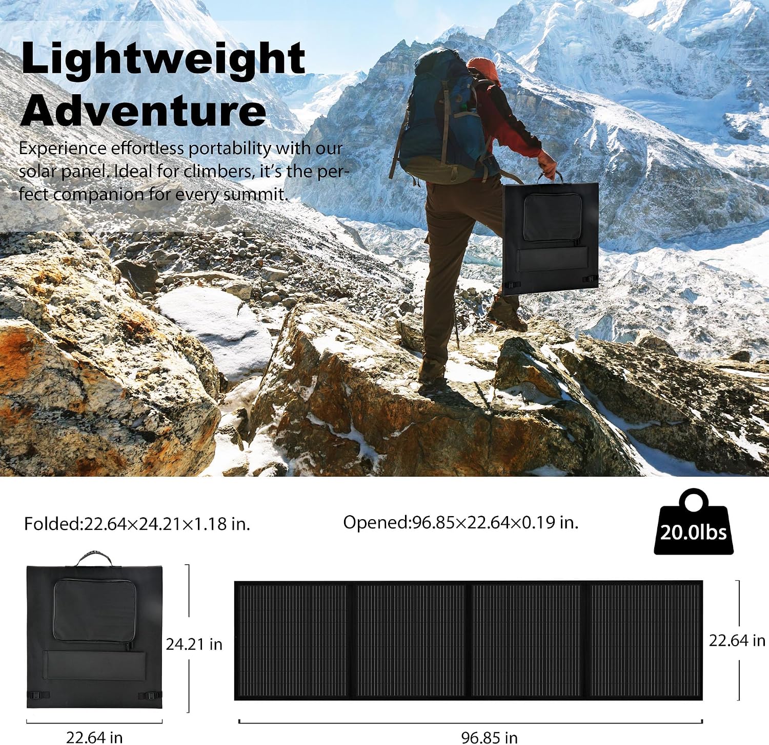 Portable 200 Watt 12V Foldable Solar Panel with Adjustable Kickstands and Waterproof IP65 Design for Power Station, Travel, Outdoor Camping, RVs, and Off-Grid Applications