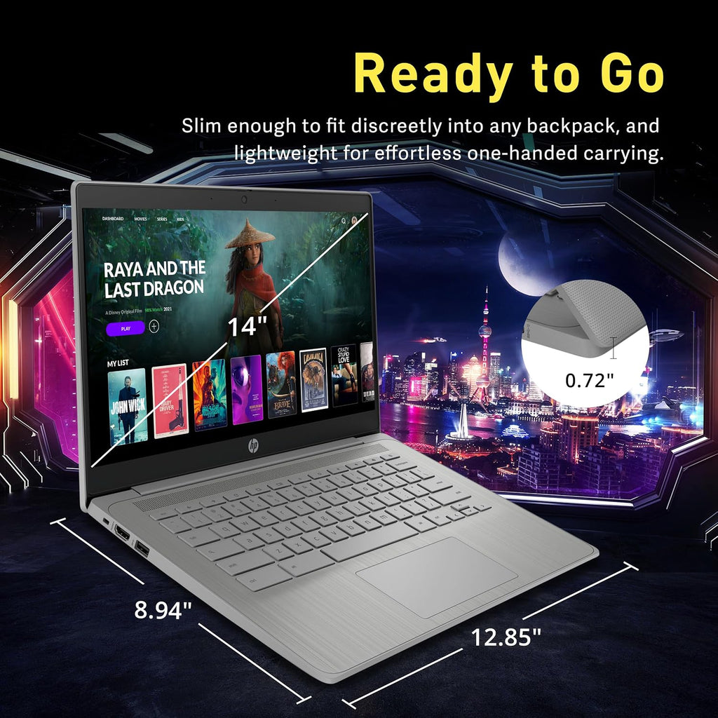 HP Chromebook 14' HD Laptop for Business & Students, Intel Celeron N4120, 4GB LPDDR4, 576GB Storage(64GB eMMC+512GB Docking Station), UHD Graphics, Webcam, Long Battery Life, Chrome OS, Modern Gray