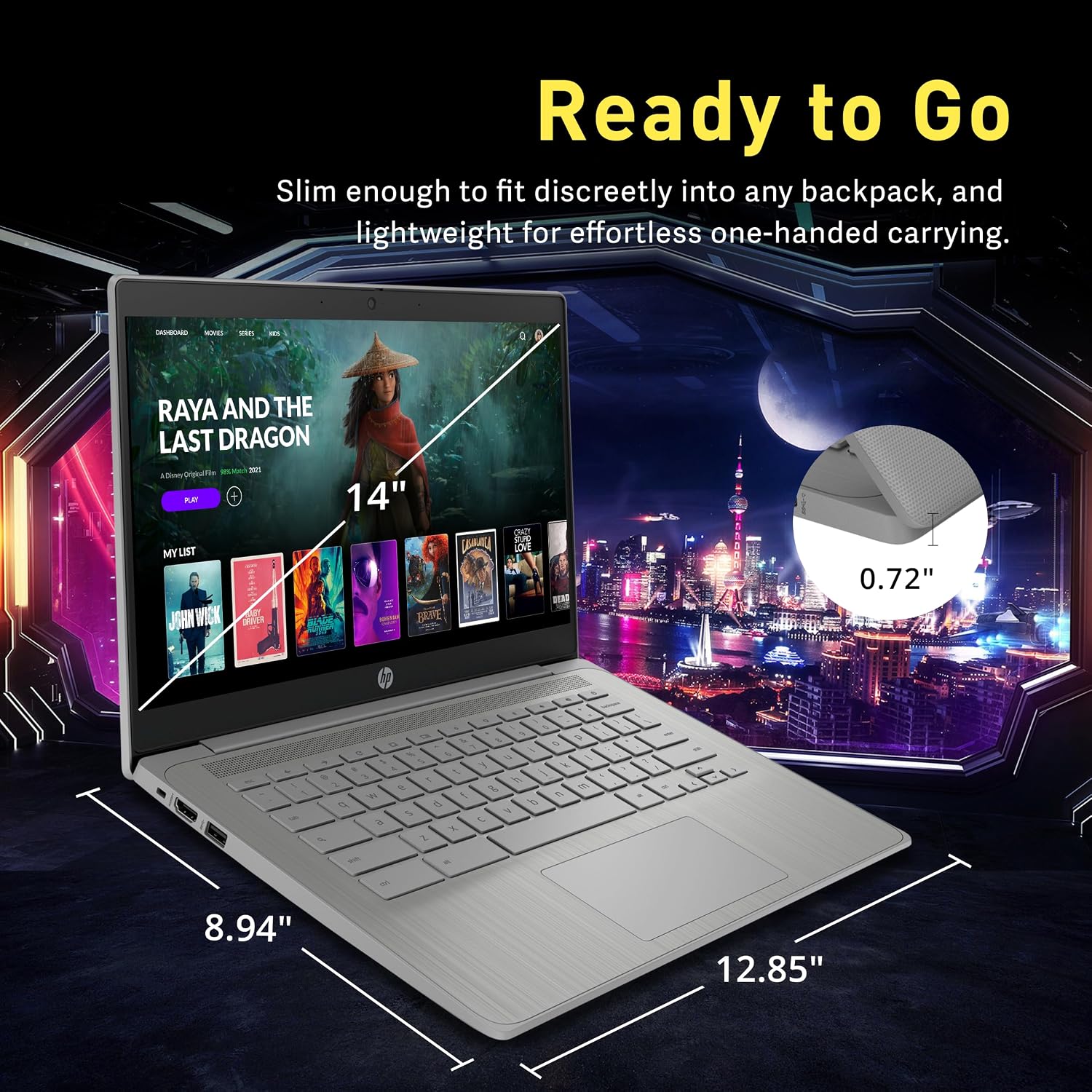 HP Chromebook 14' HD Laptop for Business & Students, Intel Celeron N4120, 4GB LPDDR4, 576GB Storage(64GB eMMC+512GB Docking Station), UHD Graphics, Webcam, Long Battery Life, Chrome OS, Modern Gray