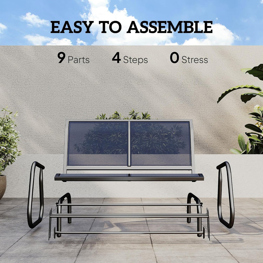 Outsunny 2-Person Outdoor Glider Bench, Patio Double Swing Rocking Chair Loveseat w/Powder Coated Steel Frame for Backyard Garden Porch, Dark Blue