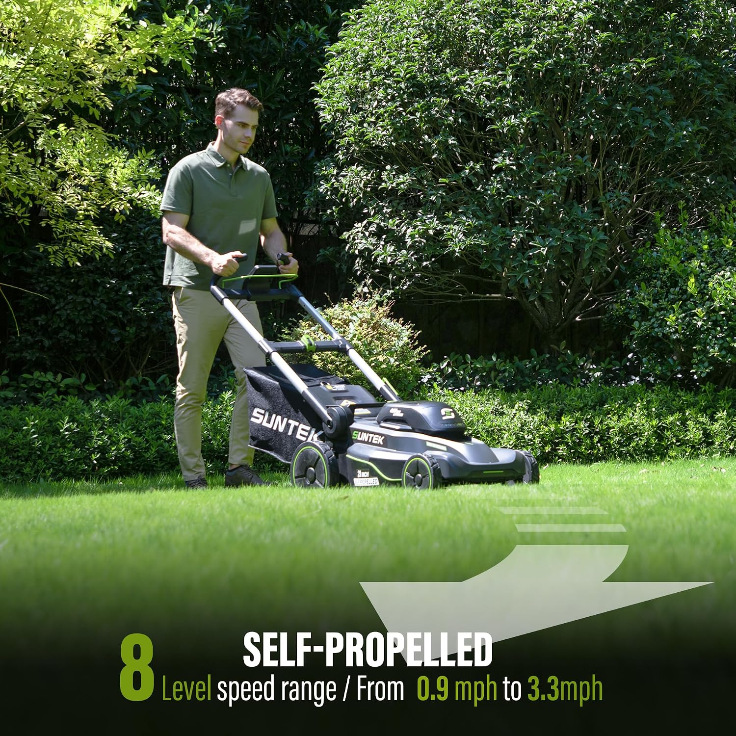 SUNTEK 40V 21-Inch Cordless Lawn Mower, Upgarded Battery Powered Self-Propelled Lawn Mowers, 4.0Ah Lithium-ion Battery and Rapid Charger Included, Digi-Brushless, APP Compatible, SLM4521A