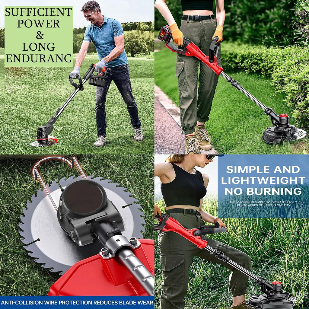 Electric Lawn Mower Robot Rotary Lawn Mower Electric Weeder Rechargeable Agricultural Home Cordless Weeder 24V Lithium Battery 24V/4.0Ah