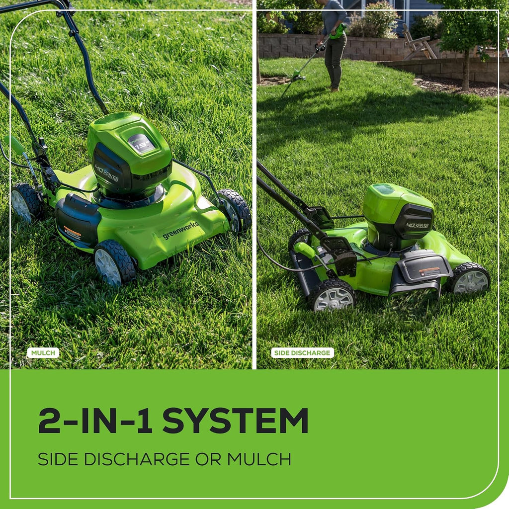 Greenworks 40V 19' Brushless (Push) Cordless Lawn Mower, 4.0Ah Battery and Charger