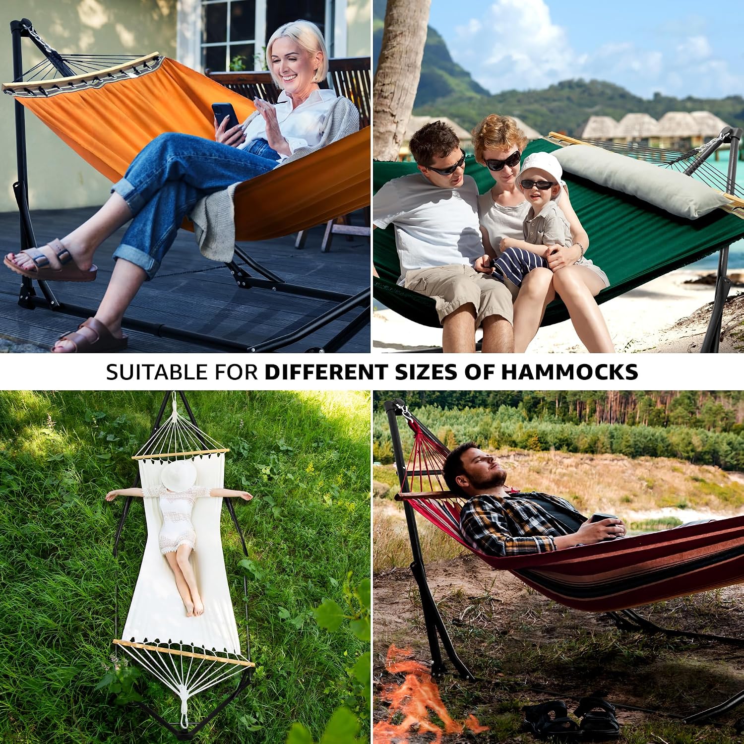 Tranquillo Unity with Hammock Stand; Premium Quality, 800 lbs Capacity, 30-Second Easy Setup, Durable Steel Frame, Pre-Assembled and Portable for Indoor & Outdoor Use, Emerald Green