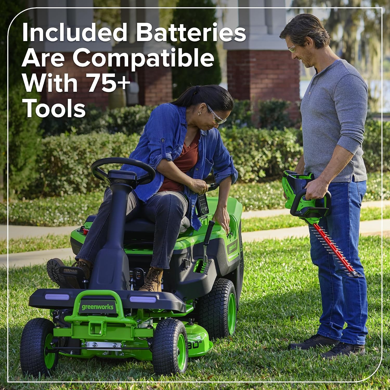Greenworks 80V 30' Cordless Riding Lawn Tractor, (4) 6.0Ah Batteries and 600W Charger