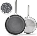 GreenPan Hybrid 9.5' & 11' Nonstick Stainless Steel Frying Pan Set, APEX Tri-Ply Thermobond PFAS-Free Ceramic Skillets, Induction & All Cooktop Compatible, Oven Temp to 850°F, Dishwasher Safe, Silver