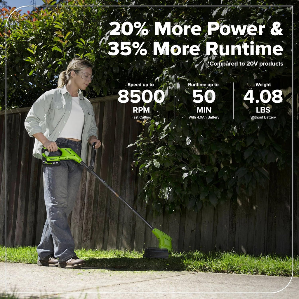 Greenworks 48V (24V x 2) 17' Brushless Push Mower + 270 CFM/130MPH Blower + 12' String Trimmer Combo with (2) 4.0Ah Batteries, 65W Type-C Charger & (2) 3-ft Cables
