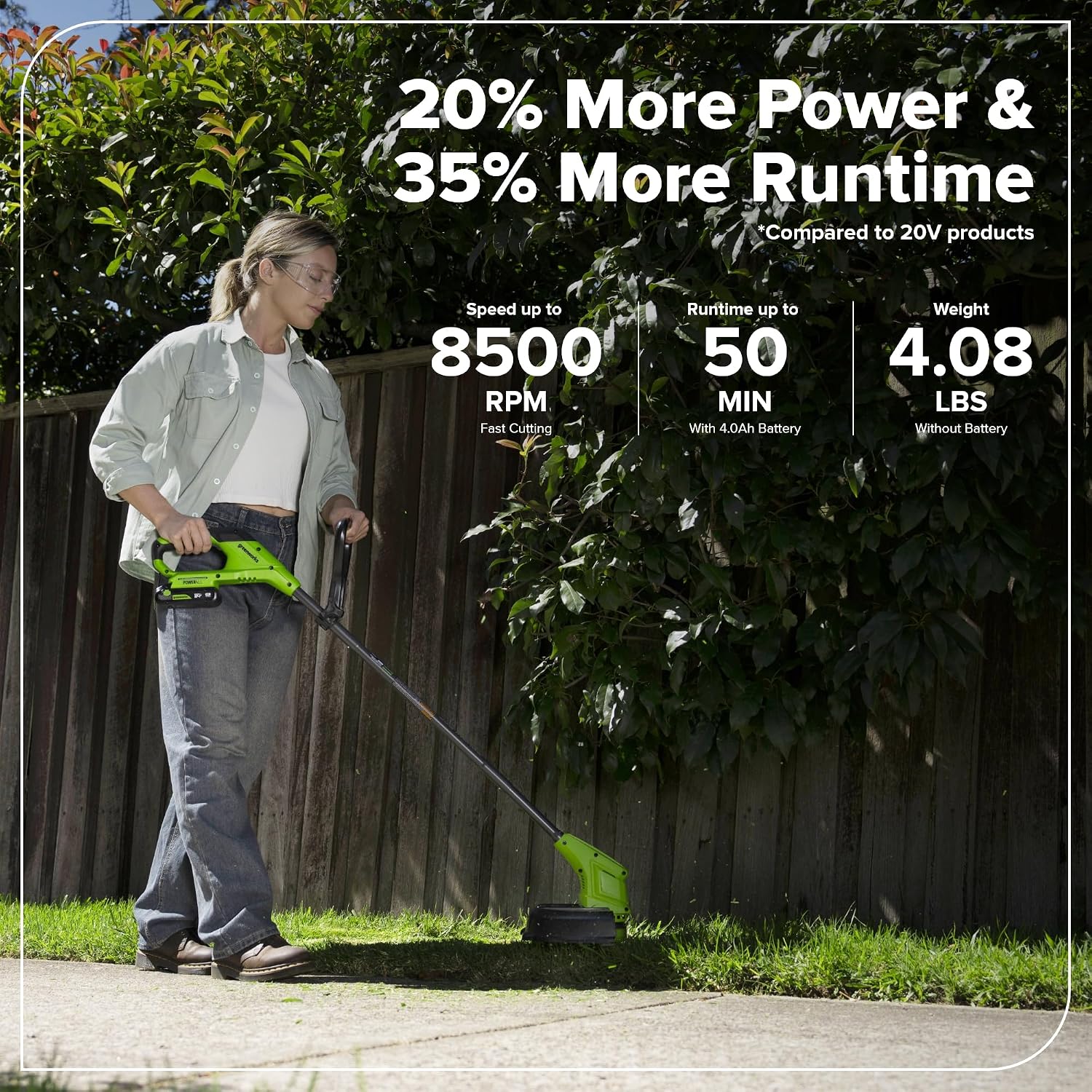 Greenworks 48V (24V x 2) 17' Brushless Push Mower + 270 CFM/130MPH Blower + 12' String Trimmer Combo with (2) 4.0Ah Batteries, 65W Type-C Charger & (2) 3-ft Cables