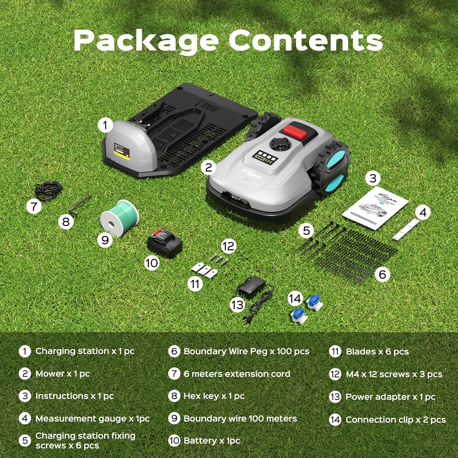Robot Lawn Mower with App Control – Adjustable Cutting Height, Auto-Charging, Obstacle Detection & Smart Scheduling – Ideal for Lawns up to 1/8 Acre