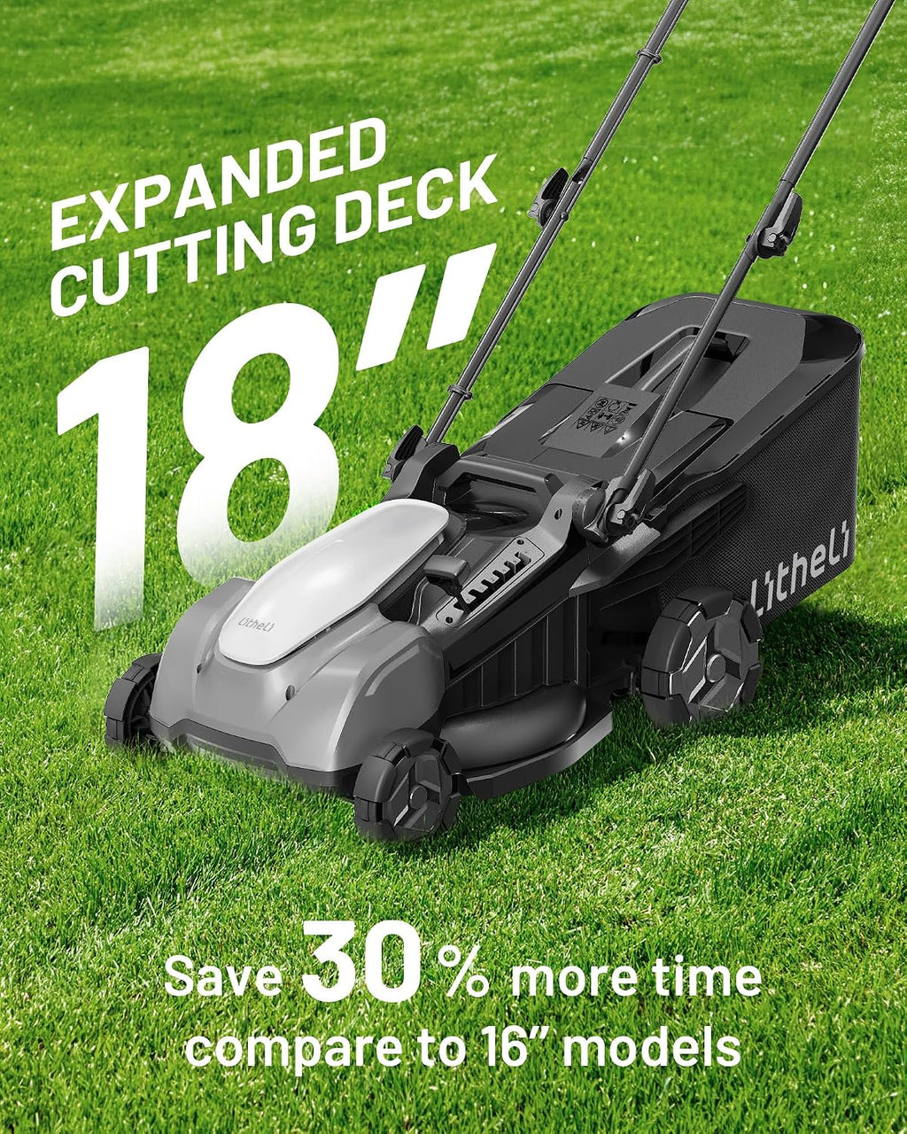 Litheli 40V 18' Lawn Mower Cordless, Electric Mower Battery Powered(2 x 5.0Ah Batteries), Brushless Motor, 2-in-1 Mulching & Bagging
