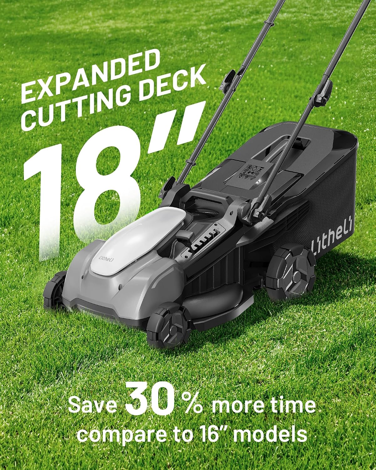 Litheli 40V 18' Lawn Mower Cordless, Electric Mower Battery Powered(2 x 5.0Ah Batteries), Brushless Motor, 2-in-1 Mulching & Bagging