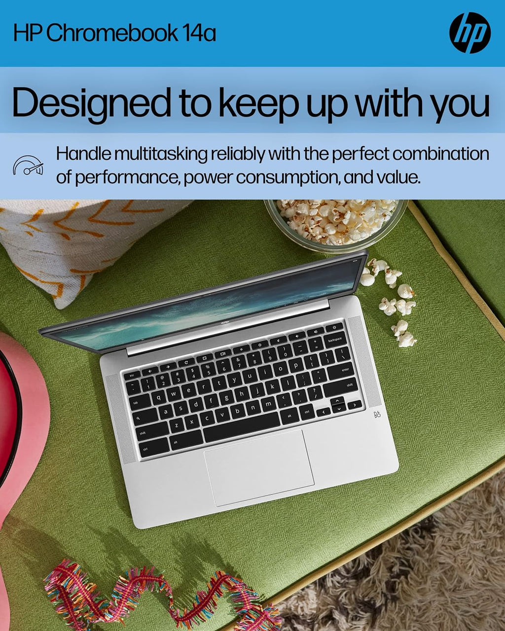 HP 14'' Chromebook Laptop, Intel Celeron N4120, 4 GB RAM, 64 eMMC, HD Display, Chrome OS, Intel UHD Graphics 600, Long Battery Life, Ash Gray Keyboard (14a-na0226nr, 2022, Mineral Silver) (Renewed)