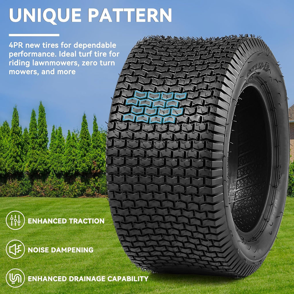 YITAMOTOR 22x9.50-12 Lawn Mower Tires (Set of 2), 4 Ply Tubeless Tractor Turf Tire, 22x9.50x12 Lawnmower Tires Fits Most Lawn & Garden Vehicle, 1340LBS Capacity