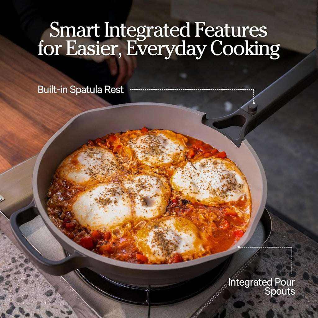 Our Place Large Always Pan | 12.5' Ceramic Pan with Modular Lid & Beechwood Spatula | Patented 10-in-1 Nonstick, Non-Toxic Cookware Made Without PFAS | Induction & Oven-Safe up to 450°F | Char