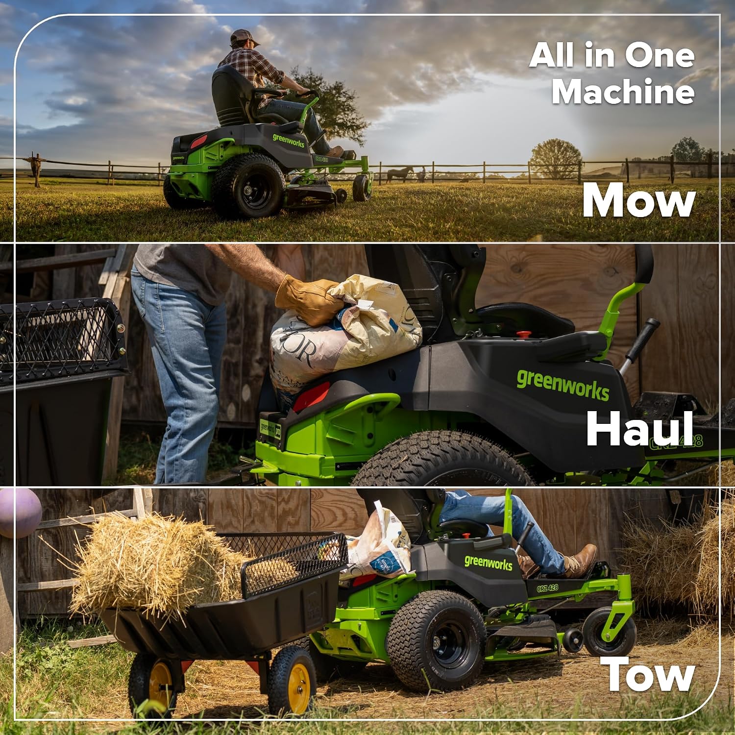 Greenworks 80V 42' CrossoverZ Zero Turn Riding Lawn Mower, (6) 6.0Ah Batteries and 600W Charger