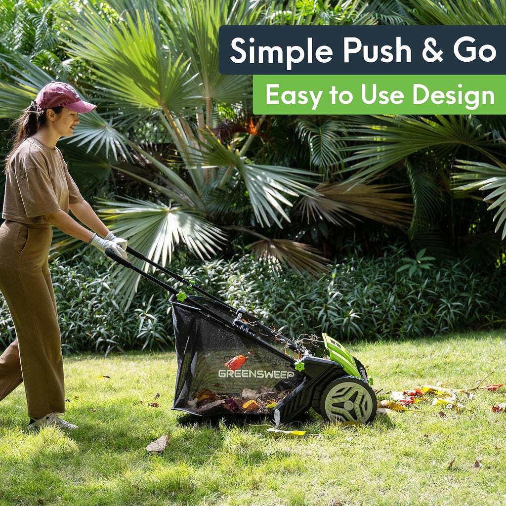 Pickup Pro 2 Leaf & Lawn Sweeper – Push Powered Garden Sweeper for Grass Clippings, Leaves & Debris – Manual Push Yard Sweeper with Height Adjustment & Large Collection Hopper