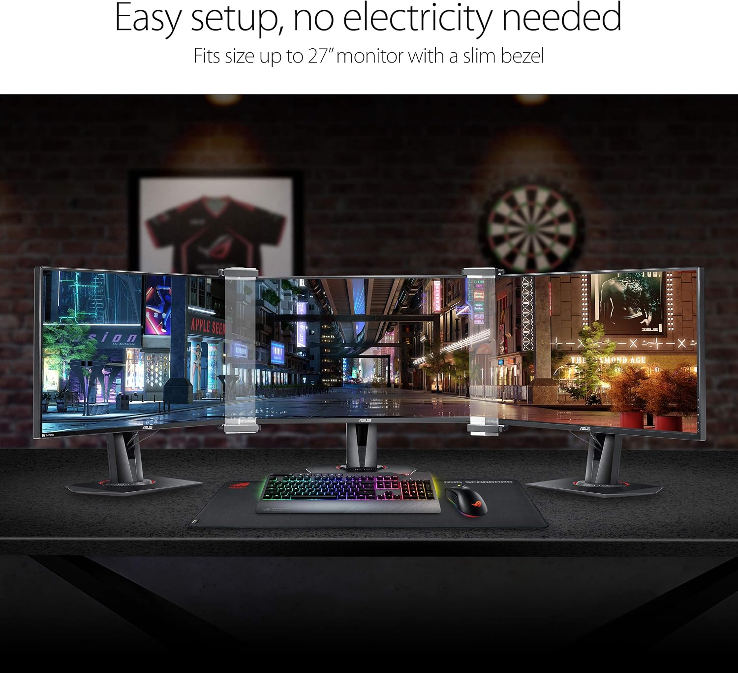 ASUS ABF01 ROG Bezel-Free Kit Universal Multi-Monitor Setup with Optical Micro-Structures Easy Assembly, Clear, (Set of 2)