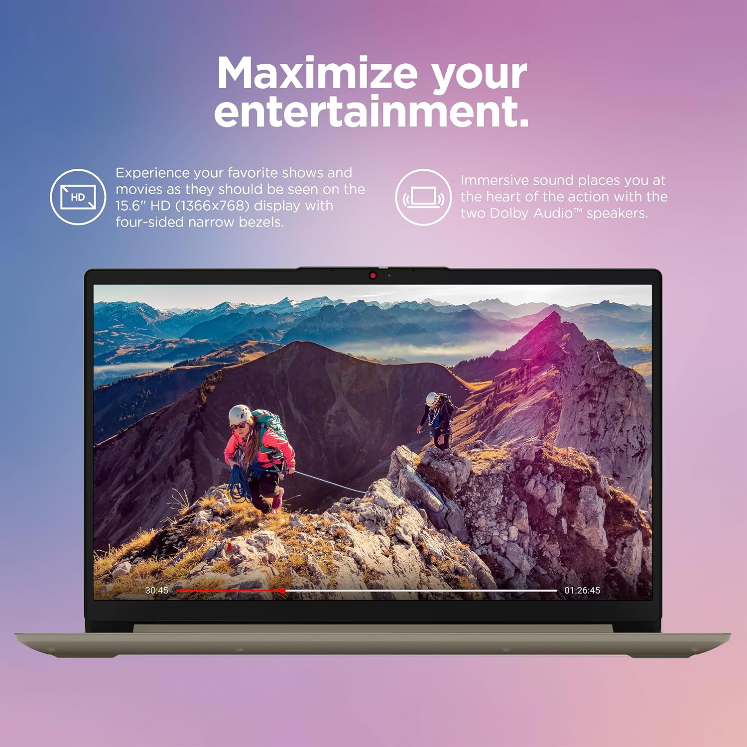 Lenovo IdeaPad Laptop Computer 2025, 15.6' Display, 8GB RAM, 884GB Storage (256GB SSD + 128GB eMMC + 500GB Ext), Intel Dual Core Processor, Long Battery, MarxsolAccessory, 1 Year Office 365, Win 11