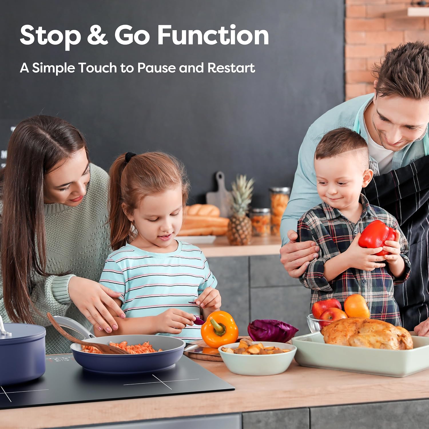 CDV 7200W Built-in Induction Cooktop 4 Burners, 24 Inch Electric Cooktop Touch Control Ceramic Glass Plate 9 Power Levels Fast Heating Child Safety Lock