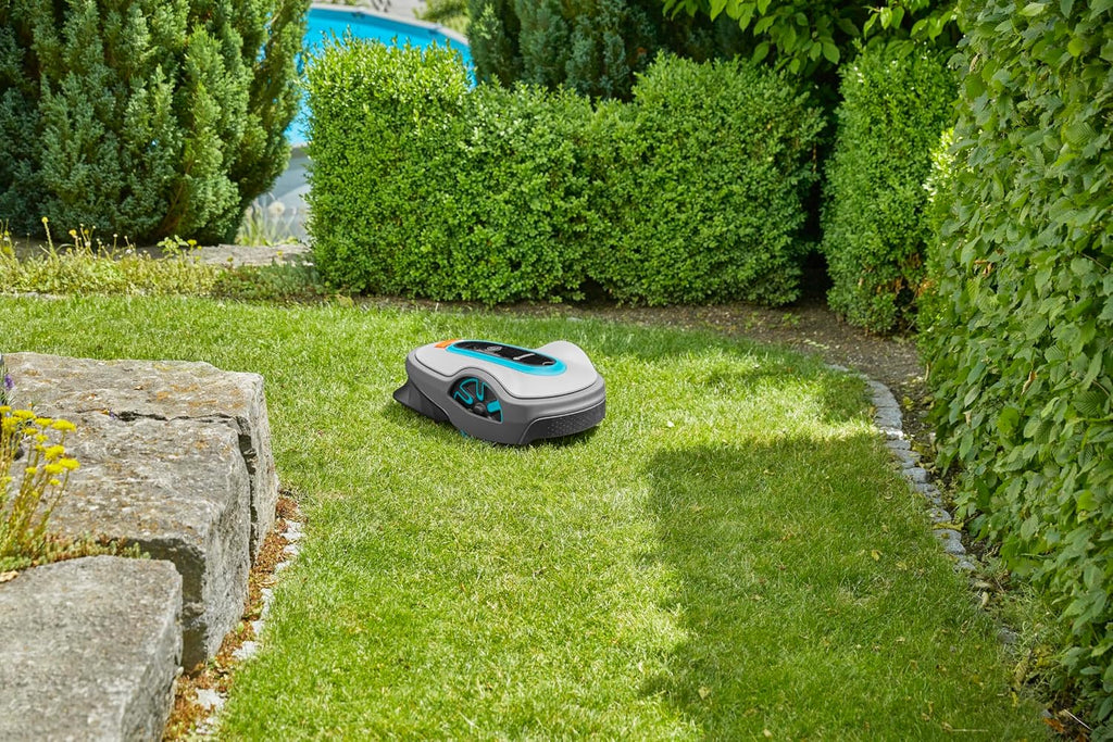 GARDENA 15101-20 SILENO Life - Automatic Robotic Lawn Mower, with Bluetooth app and Boundary Wire, one of The quietest in its Class, for lawns up to 8100 Sq Ft, Made in Europe, Grey