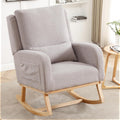 HCHAIRH Rocking Chair Nursery, Sherpa Nursing Rocking Chairs, Upholstered Nursery Glider Rocker for Mom Nursery Morden Accent Rocking Chair Pillow for Living Room,Bedroom,Teddy Light Grey