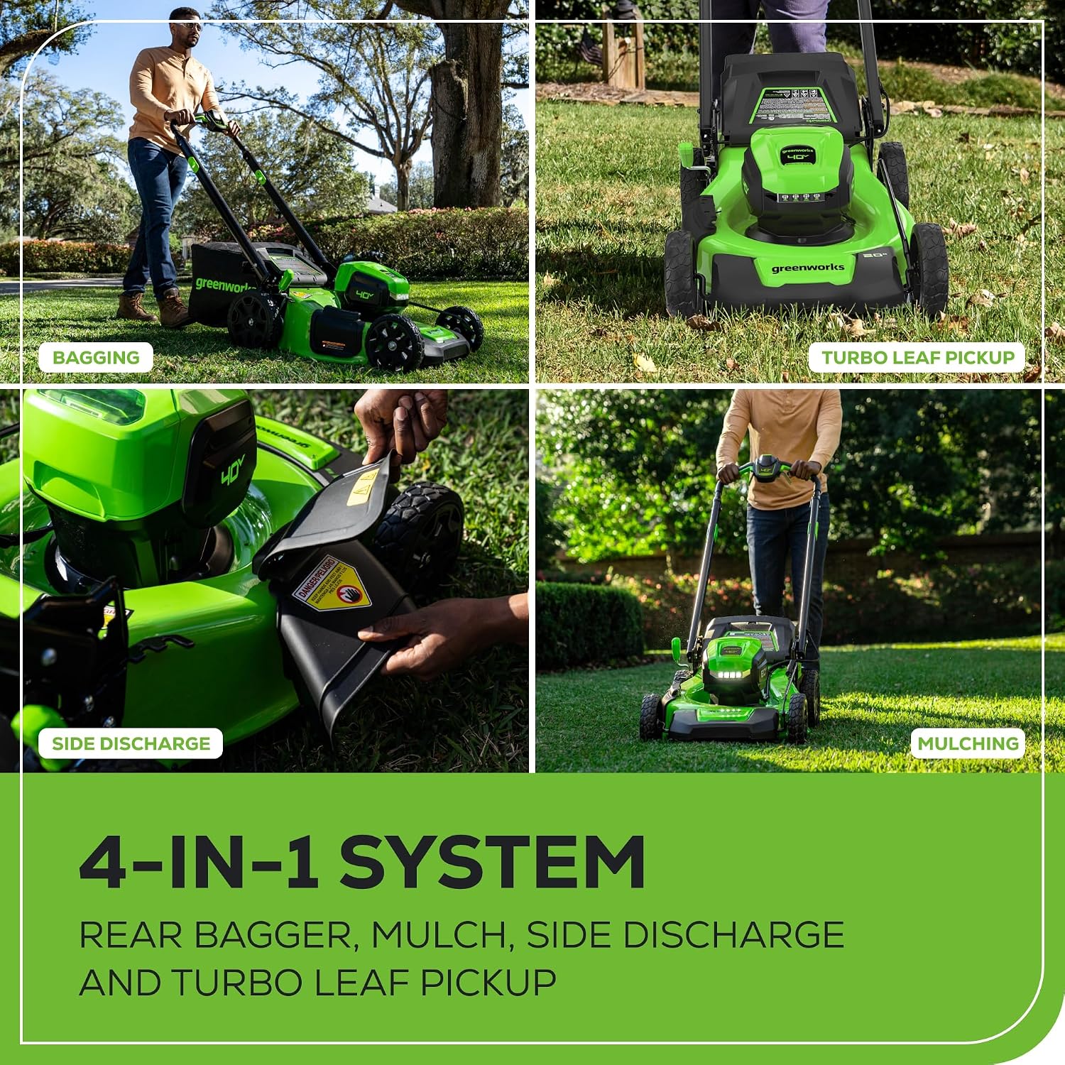 Greenworks 40V 21' Self-Propelled Cordless Lawn Mower – Brushless Motor, 5.0Ah Battery & Charger(75+ Tool Compatible)