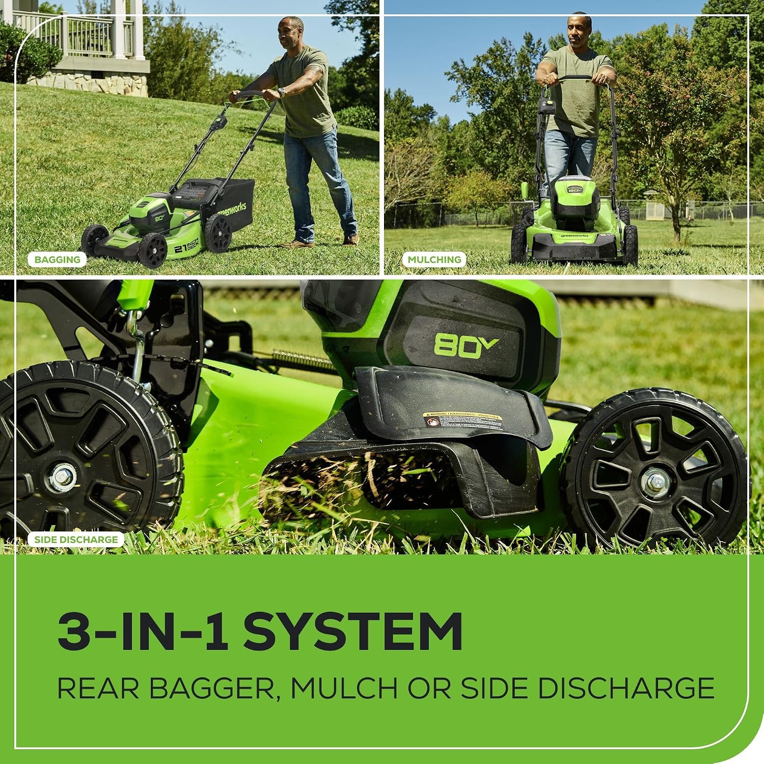 Greenworks 80V 21' Brushless Cordless (Push) Lawn Mower (75+ Compatible Tools), (2) 2.0Ah Batteries and 30 Minute Rapid Charger Included