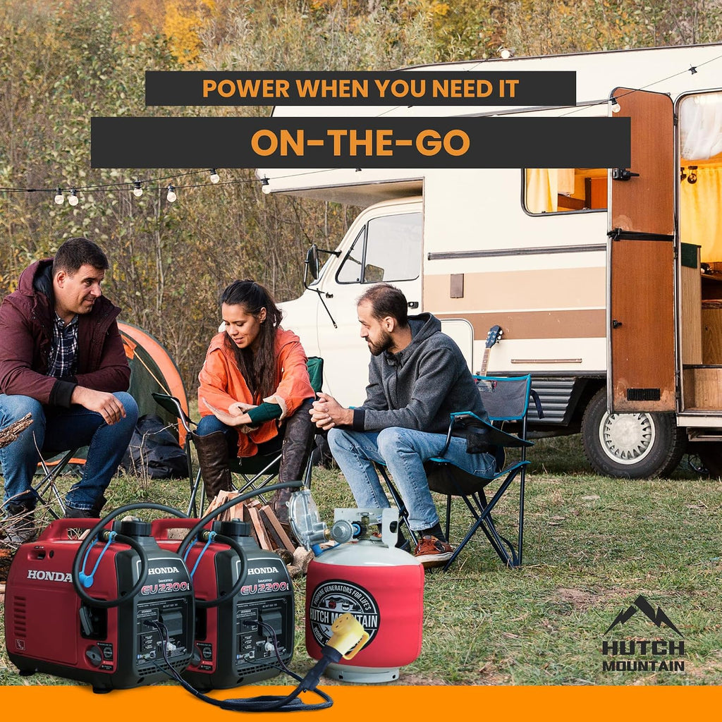 Hutch Mountain Power Grip Parallel Cable - Compatible with Honda Generator Eu2200i, 1000i, & 2000i, RV Cable w/ 30 amp Generator Cord Breaker, Parallel Kit with Built Handle