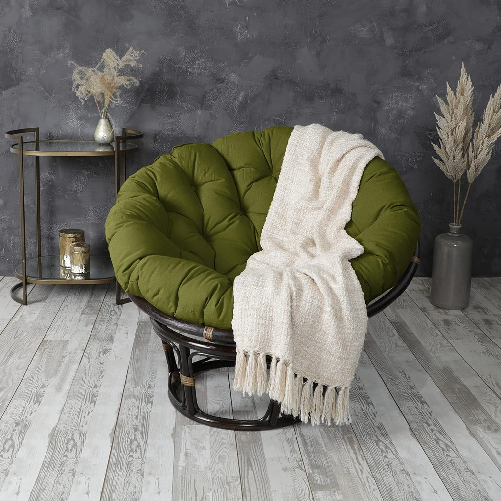 Sorra Home Tufted Papasan Cushion - Bucket & Moon Chair Comfy Round Cushion - Floor Pillow with Plush Foam for Indoor Furniture (Frame Not Included) - Avocado (48' x 48' x 4')
