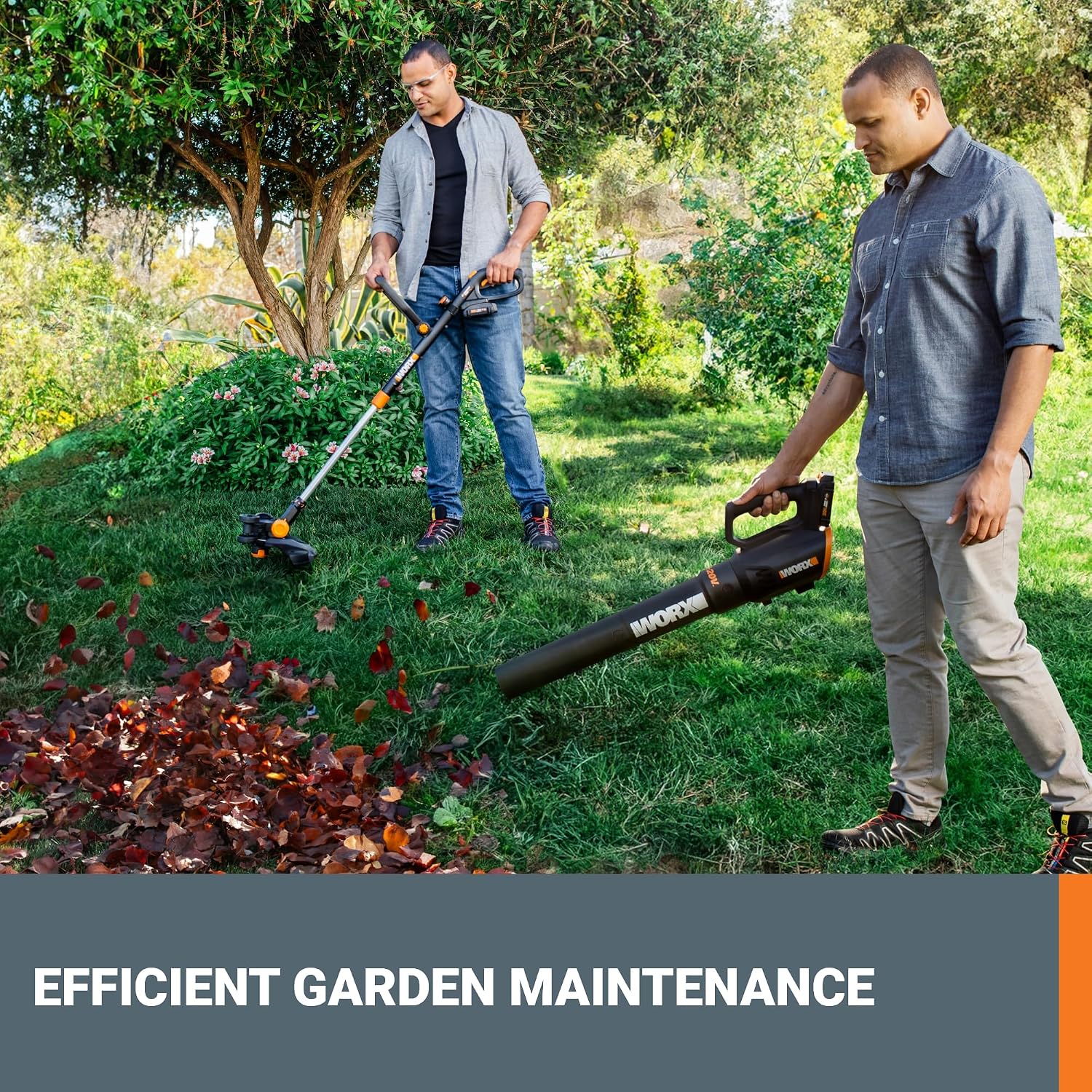 WORX 20V 12'' Cordless String Trimmer & 360 CFM Leaf Blower Combo, 2 Batteries & Charger Included, WG930.2