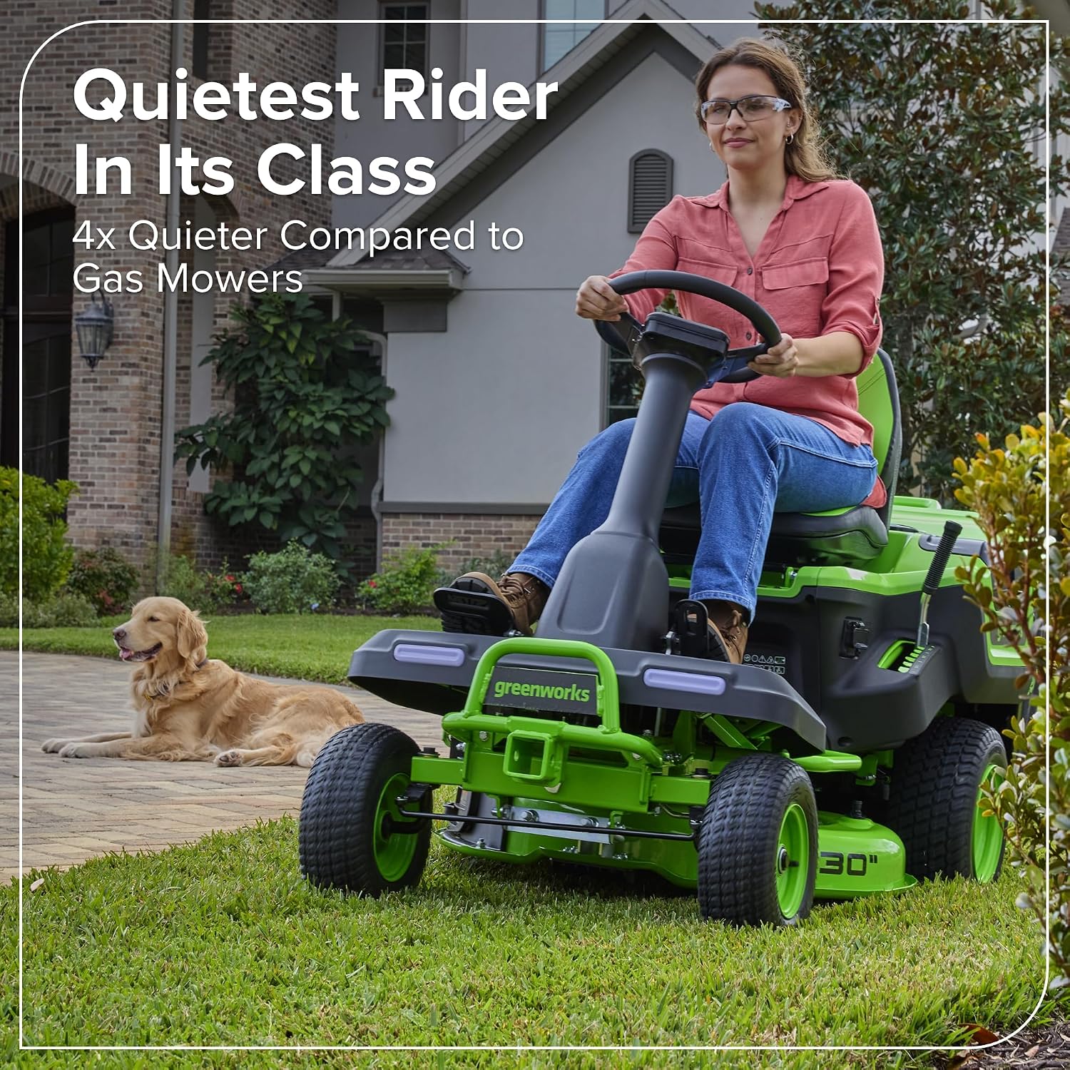 Greenworks 80V 30' Cordless Riding Lawn Tractor, (4) 6.0Ah Batteries and 600W Charger