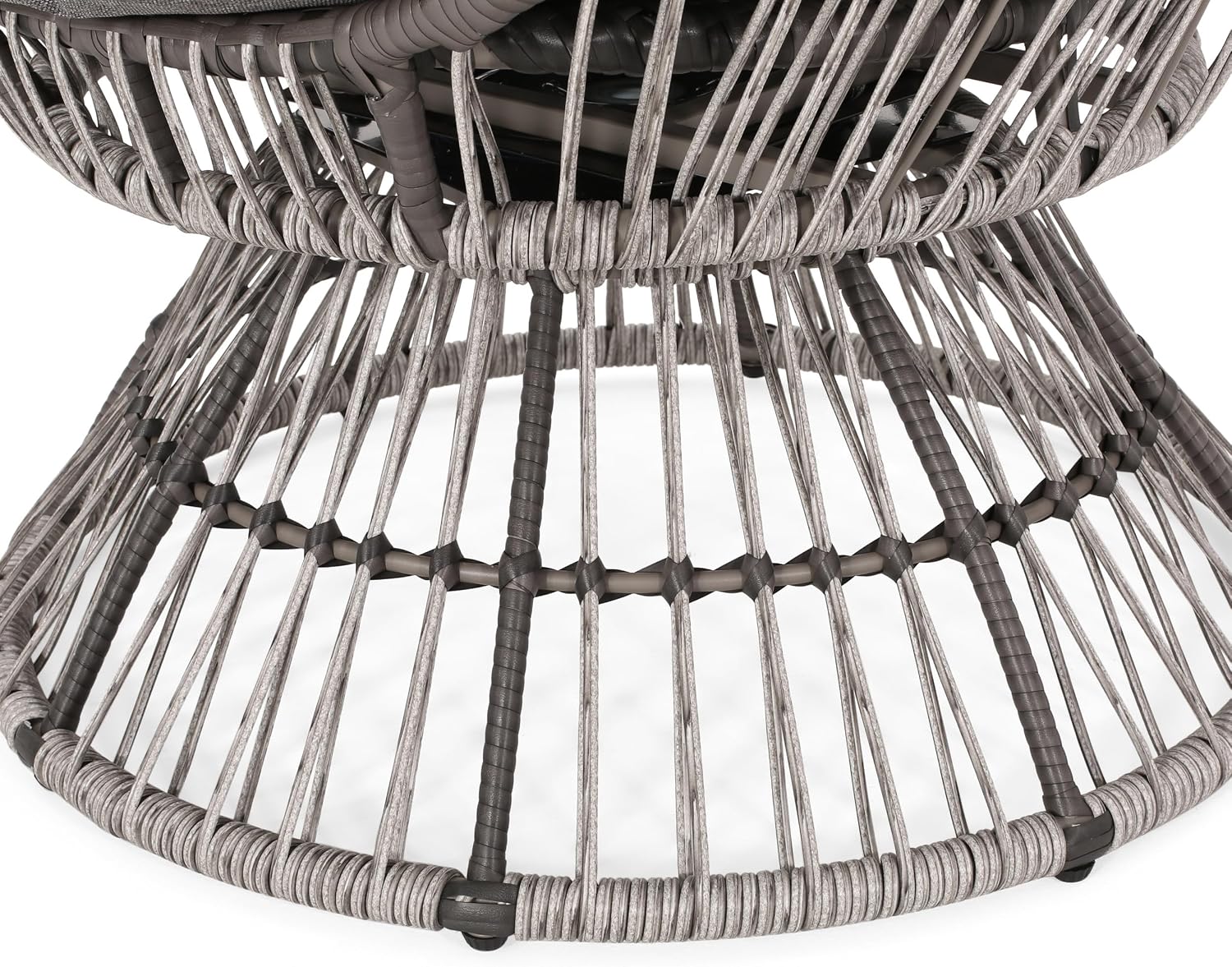 Wicker Egg Chair, Wicker Lounge Chair with Water Resistant Cushion, Indoor Outdoor Lounger for Patio, Backyard, Living Room (Gray)