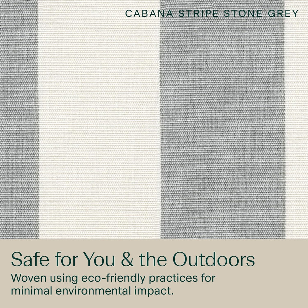 Honeycomb Outdoor Heritage Deep Seat, 24 x 23, Cabana Stripe Stone Grey Chair Cushion with Removable Cover, for Patio Furniture