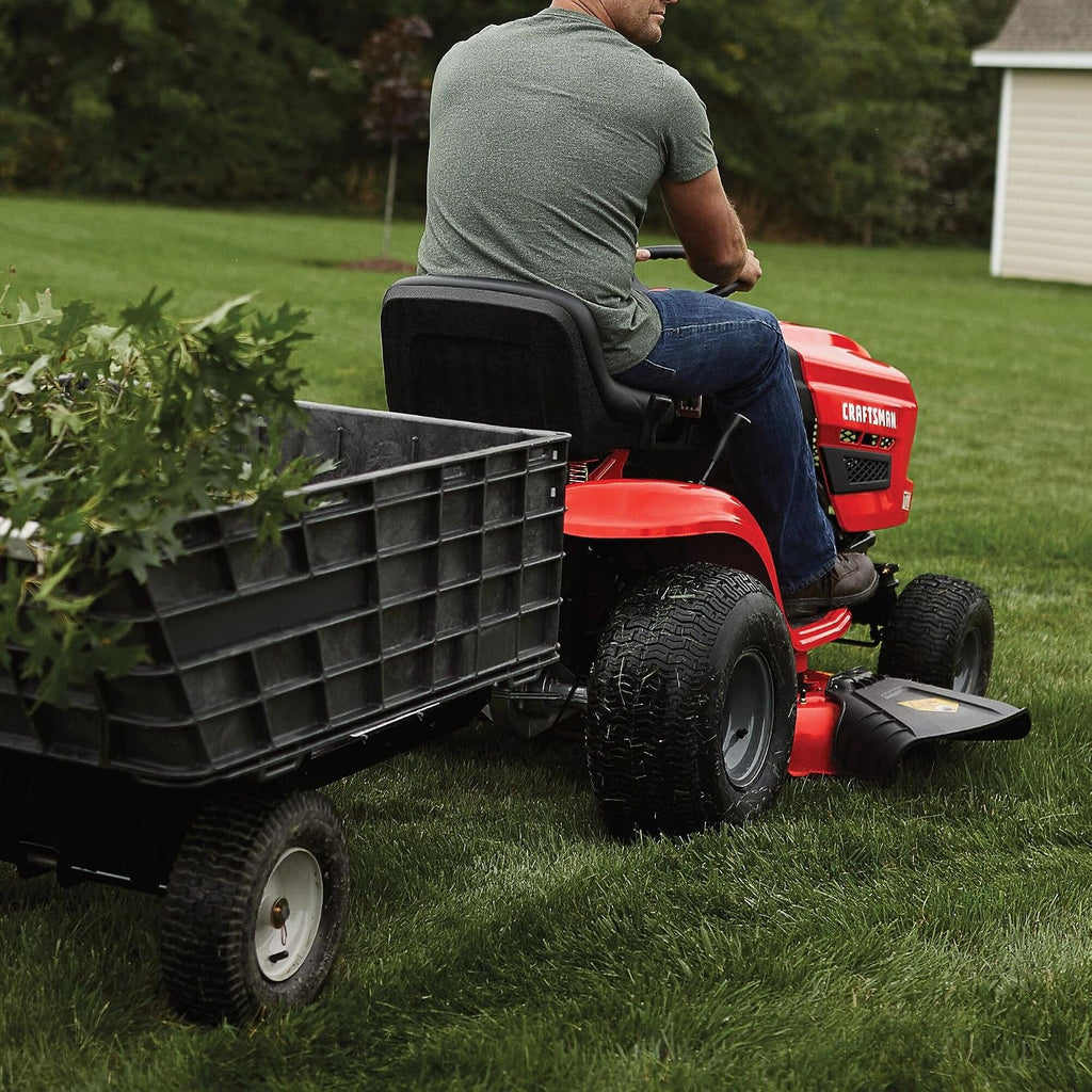 CRAFTSMAN 42' Gas Riding Lawn Mower with 17.5 HP* Briggs and Stratton Single-Cylinder Engine, Gas Lawn Tractor with 7-Speed Transmission, Red/Black (13AN77XSA93)