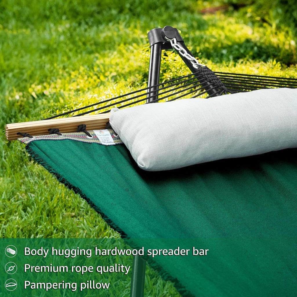 Tranquillo Unity with Hammock Stand; Premium Quality, 800 lbs Capacity, 30-Second Easy Setup, Durable Steel Frame, Pre-Assembled and Portable for Indoor & Outdoor Use, Emerald Green