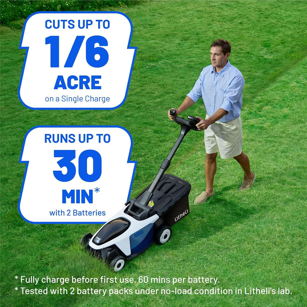 Electric Lawn Mower, Self-propelled Lawn Mower Cordless 40V(2x20V) 18.5' Brushless Mower with Electric Cutting Height Adjustment, Higher Rotation Speed, 2 x 4.0Ah Battery and Rapid Charge Included
