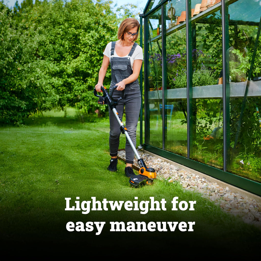 Worx Cordless String Trimmer & Lawn Edger, 12'' Electric Weed Wacker with Command Feed, 20V Weed Eater with 5.5 LBS, Battery & Charger Included, WG163.8
