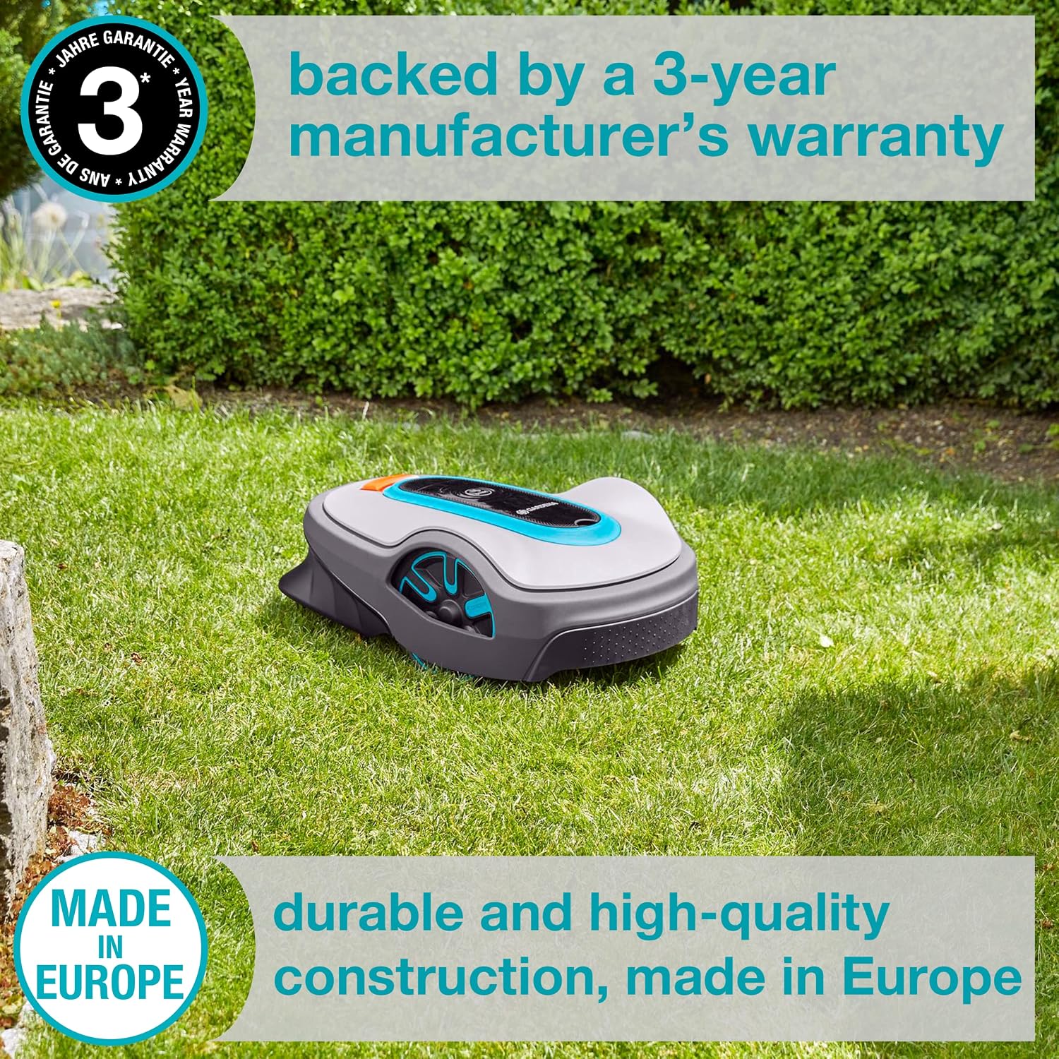 GARDENA 15101-41 SILENO Life - Automatic Robotic Lawn Mower, with Bluetooth app and Boundary Wire, one of The quietest in its Class, for lawns up to 8100 Sq Ft, Made in Europe, Grey